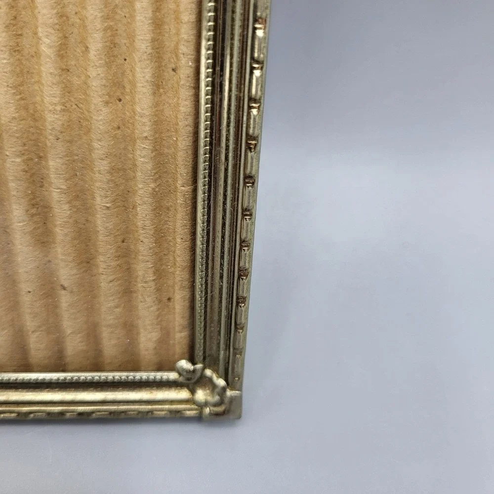 Vintage Picture Frame Ornate Beaded Floral Corner Metal Gold Tone 8